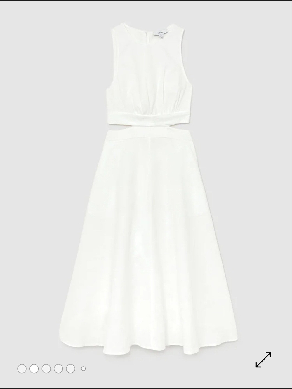 Reiss Hazel Linen Cutout Midi Dress Ivory 2 $310 - Picture 3 of 7